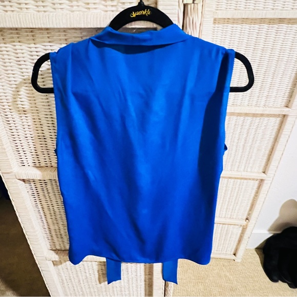 Boutique Moschino Royal Blue Sleeveless Silk Blouse Size 12 - Picture 3 of 12